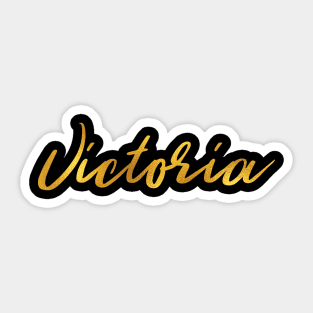 Victoria Name Hand Lettering in Faux Gold Letters Sticker